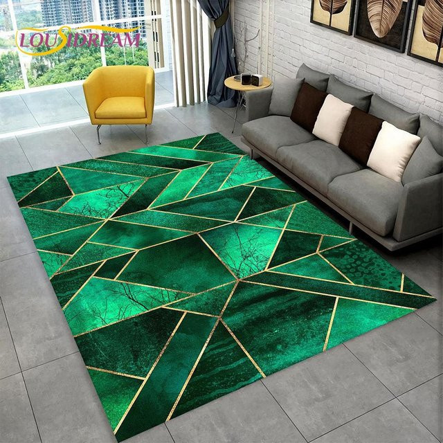 Karpetti 3D-Teppich mit modernem geometrischem Design, rutschfest und waschbar, Grün, B: 200 cm, T: 160 cm - Bild 1