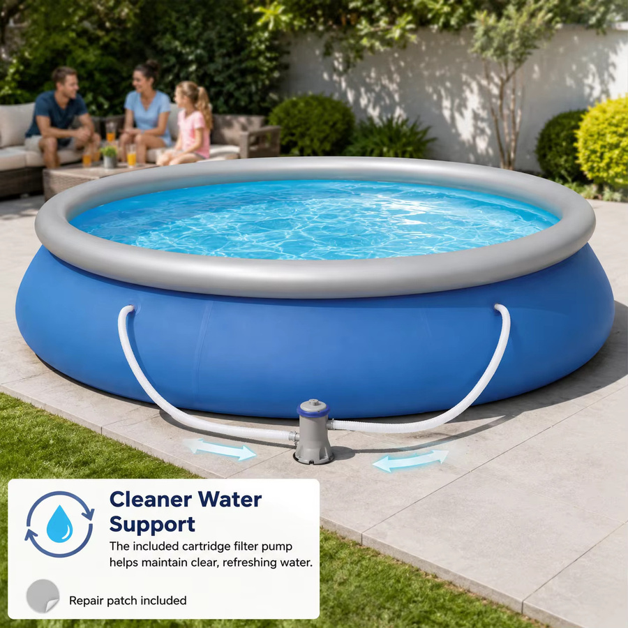 Bestway Aufblasbarer Rundpool mit Filterpumpe, Blau, Durchmesser: 457 cm, Höhe: 84 cm, 9677 l Fassungsvermögen - Bild 2