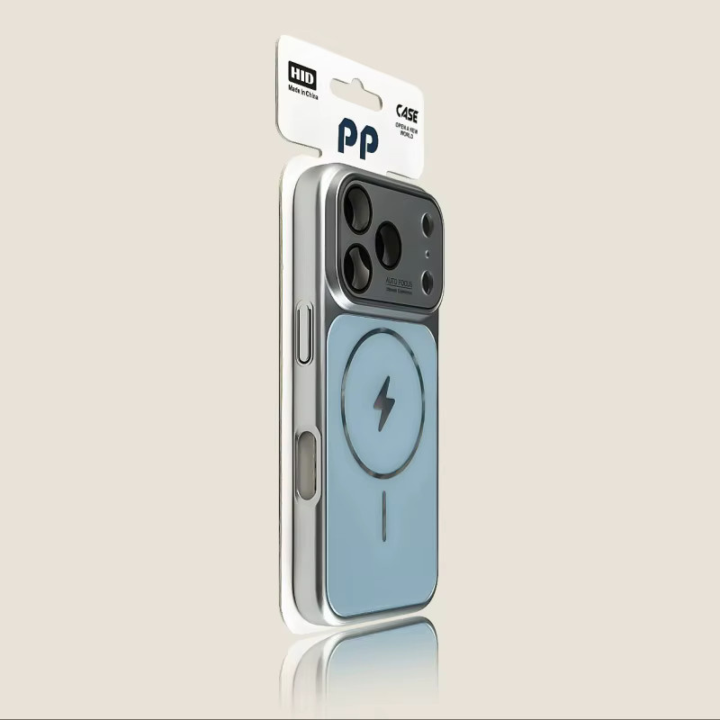 Magnetische kabellose Ladehülle mit Laser-Blitzmuster für Apple iPhone 17 16 15 Pro Max in Matt-Optik, erhältlich in Weiß und Blau - Bild 1