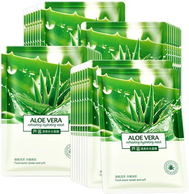 Aloe Vera Gesichtsmaske, 10 Stück, feuchtigkeitsspendend, mit Hyaluronsäure - Bild 1