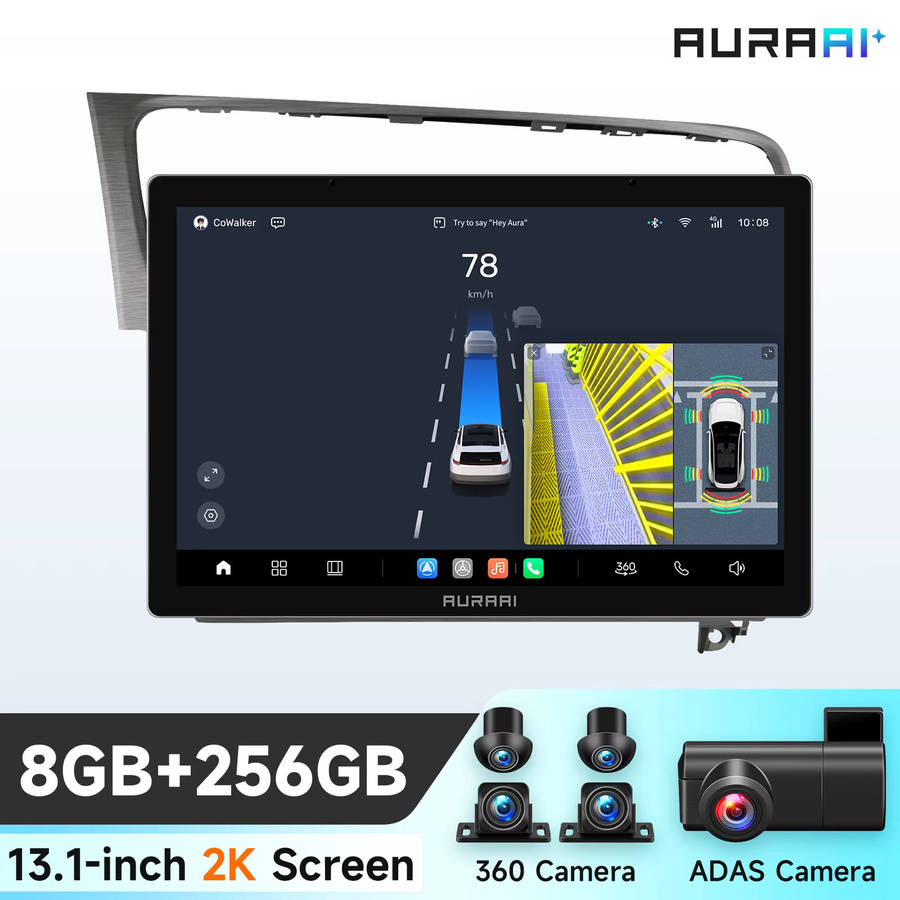 AURAAI X100 Intelligentes Android 13 Autoradio für VW Golf 7 (2013 - 2017) mit 13,1 Zoll Bildschirm, Carplay, Dual Mic, DSD, ADAS und 360 Kamera in Schwarz - Bild 4