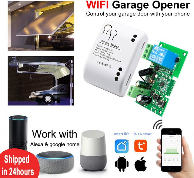Scimagic-RC 4-Kanal WiFi Garagentor Öffner mit Tuya App Steuerung und Alexa Google Home Kompatibilität in Weiß - Bild 1