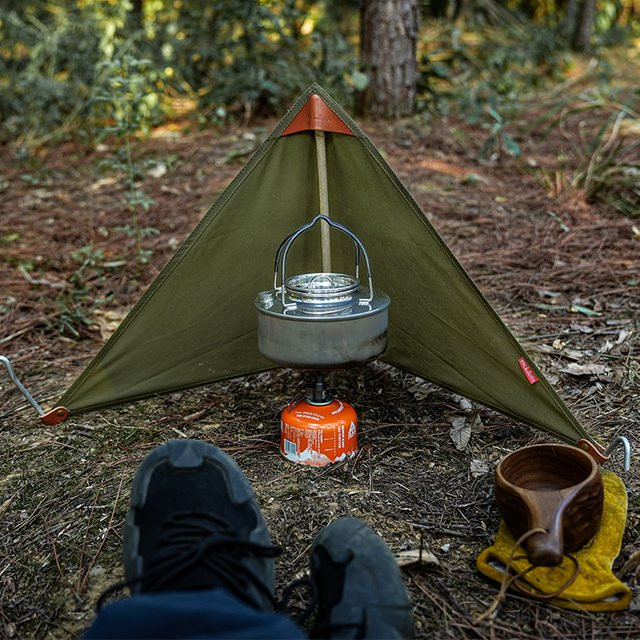 BUSHCRAFT Windblocker MINI Windschutzscheibe aus TC Cotton in Green zum Kochen im Freien - Bild 1