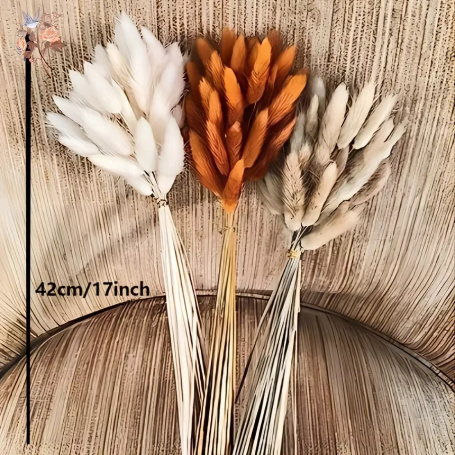 90 Stück Boho Herbst getrocknete Blumen Set aus Lagurus Hasenschwänzen in 3 Farben Mix zur Inneneinrichtung und Heimdekoration - Bild 2