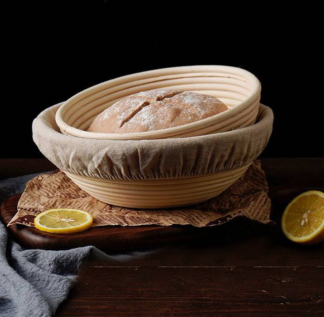 Shenhong Runder Brotbackkorb aus natürlichem Rattan in Beige mit Liner für professionelle Bäcker und zu Hause - Bild 1