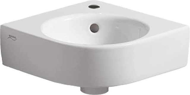Geberit Eck-Handwaschbecken Renova Compact 45 cm Weiß mit Überlauf und KeraTect Beschichtung - Bild 1