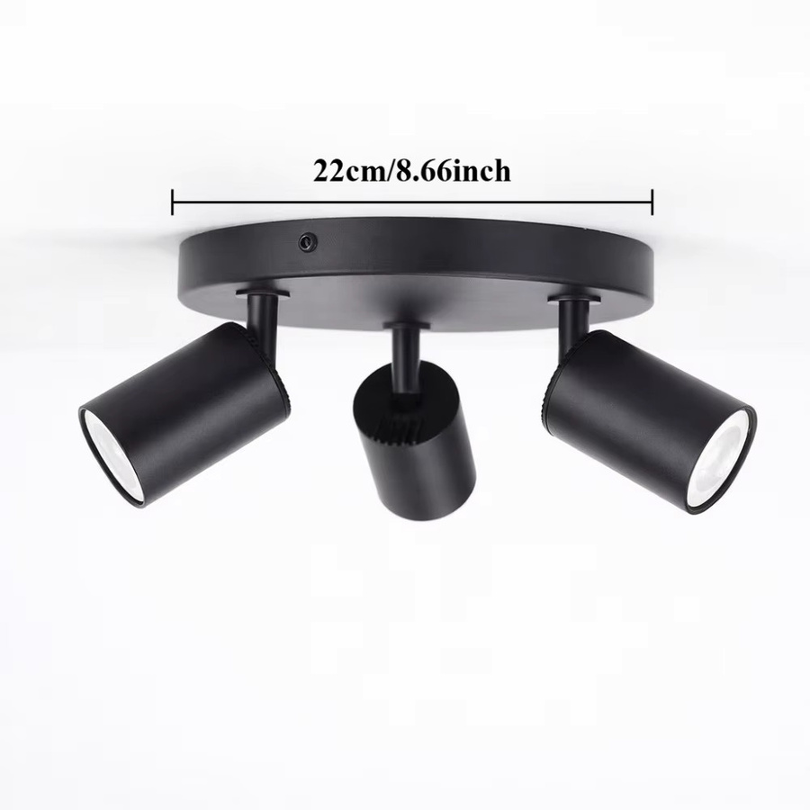 JOYINLED Moderne 3-Lichter Deckenleuchte in Schwarz mit drehbaren GU10 Spots für Küche und Schlafzimmer - Bild 2