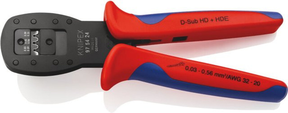 Knipex Crimpzange 97 54 24 für Miniaturstecker in Rot, Parallelcrimp mit Mehrkomponenten-Hüllen, brüniert, Länge: 190 mm - Bild 2
