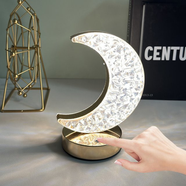 KDULIT Mond-LED-Nachtlicht dimmbare USB-Schlafzimmerlampe mit 3-farbigem Lichtwechsel B: 18,5 cm, T: 10,0 cm - Bild 1