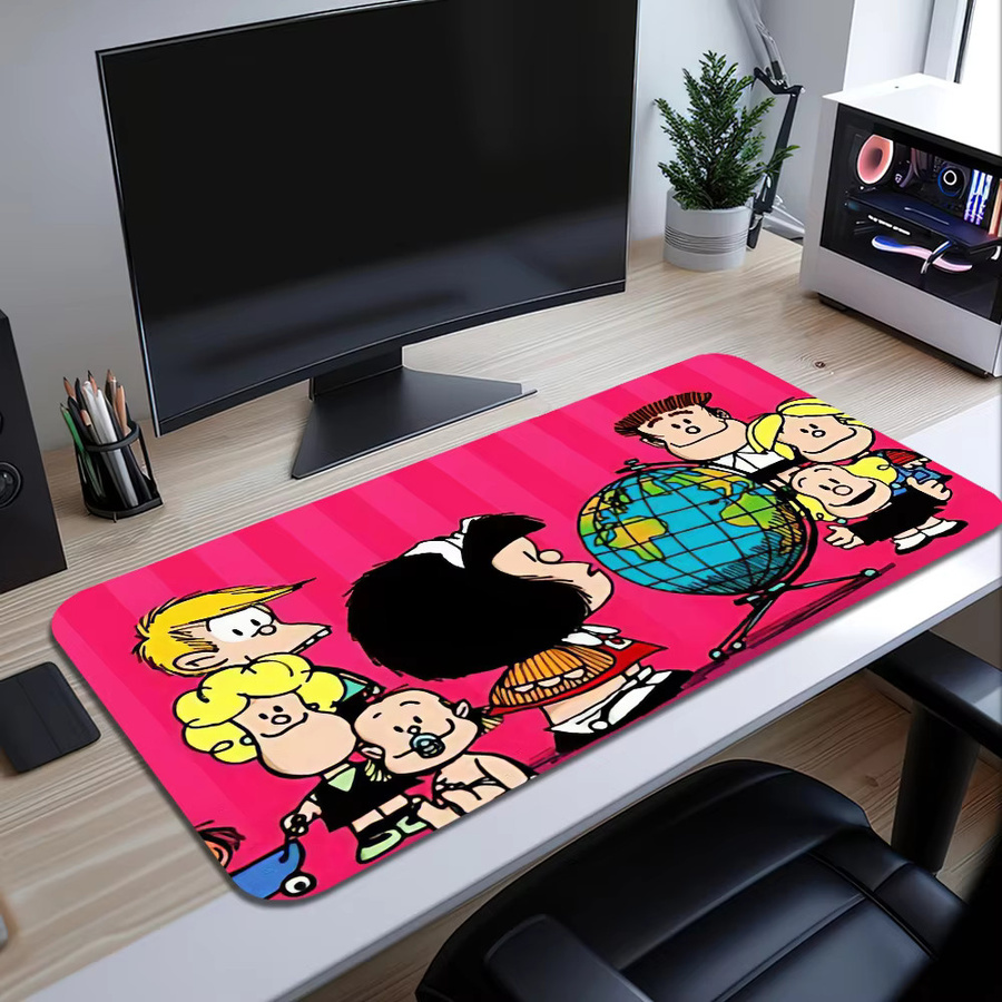 Großes Mousepad Mafalda Cartoon Design rutschfest und verdickt für Büro, Gaming und Studium, Mehrfarbig - Bild 3