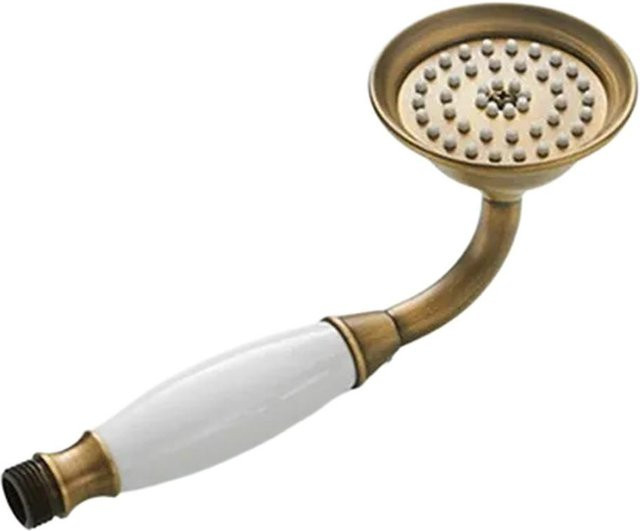 Antike Handbrause aus Edelstahl in Gold und Braun mit Regenfunktion und Wassersparfunktion - Bild 1