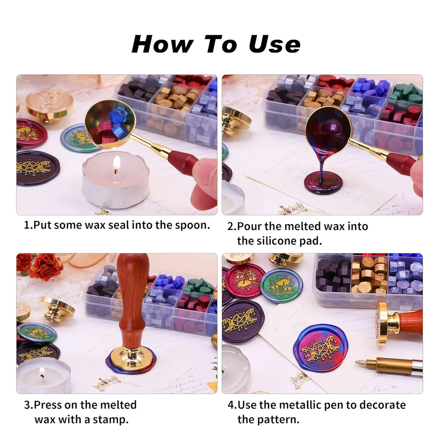 Personalisierter Wachssiegelstempel aus Messing mit individuellem Design oder Text, Durchmesser: 3 cm, Farbe: Schwarz - Bild 2