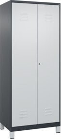 C+P Spind Classic PLUS Schwarz-Weiß mit 2 Abteilen und Zylinderschloss, B/T/H: 80 x 50 x 185 cm - Bild 1