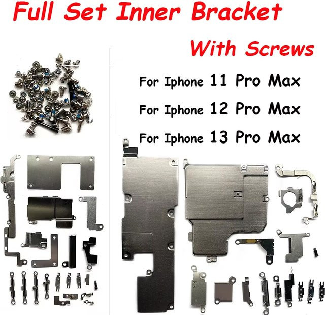 JIARUILA Metallhalterung mit Schraubensatz als Ersatzteil für iPhone 11, 12, 13, 14, 15 Pro Max, Mini und 14 Plus in Silber - Bild 1
