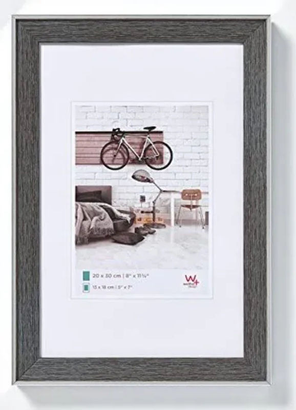 Walther Design Bohemian Wandrahmen aus Kunststoff in Grau mit Passepartout und Glas, B/H: 18 x 24 cm - Bild 1