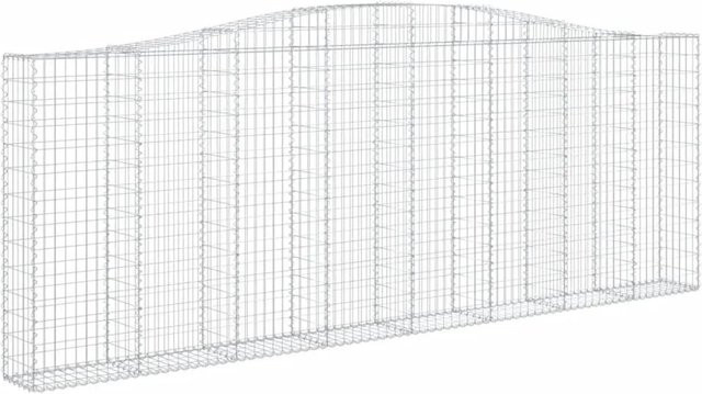 vidaXL Gabionen mit Hochbogen Set aus verzinktem Eisen, Farbe: Silber, B/T/H: 400 x 30 x 140/160 cm, 15 Stück - Bild 1