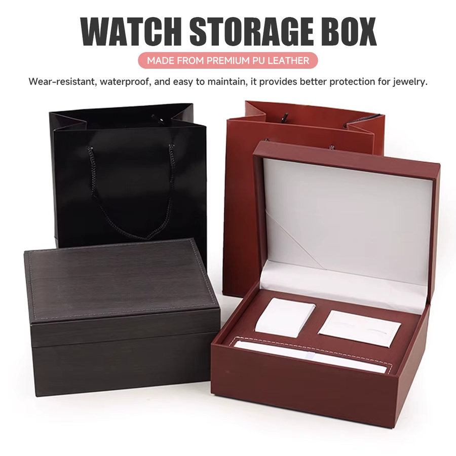 OAKCHARM Schmuck- und Manschettenknopfbox, Uhrenbox, Stiftbox-Kombination, 3-teilig, PU-Leder, Unisex - Bild 3