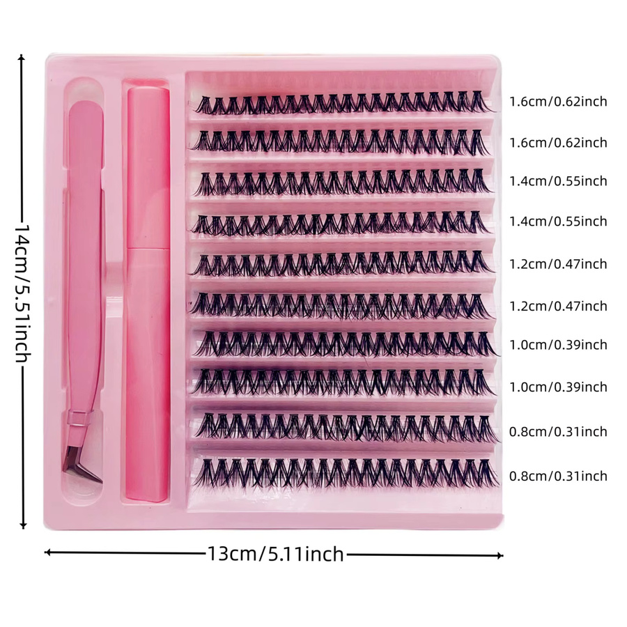 JIEFUXIN Wimpernverlängerungs-Set, 200 Stück Wimpernbüschel, D-Curl, Unisex - Bild 4
