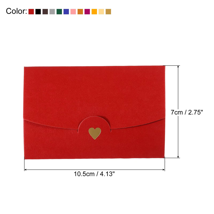 Mini-Umschläge mit Retro-Gold-Herz-Design für Geschenkkarten und Einladungen zu Hochzeit oder Geburtstag, Mehrfarbig - Bild 1