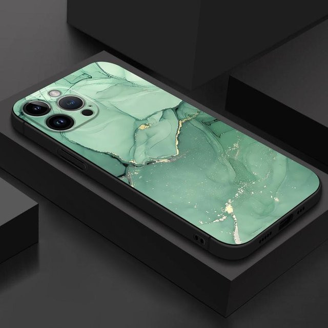 Handyhülle mit Marmor Muster für Huawei P40 Lite, P30 Pro, P20 Lite und P Smart in Schwarz und Grün aus weichem TPU - Bild 1