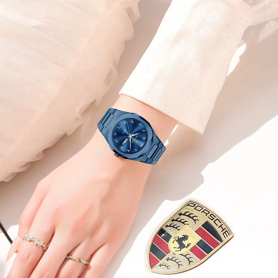 POEDAGAR Armbanduhr Quarz, Edelstahl, Silber, Damen, Wochentagsanzeige - Bild 5