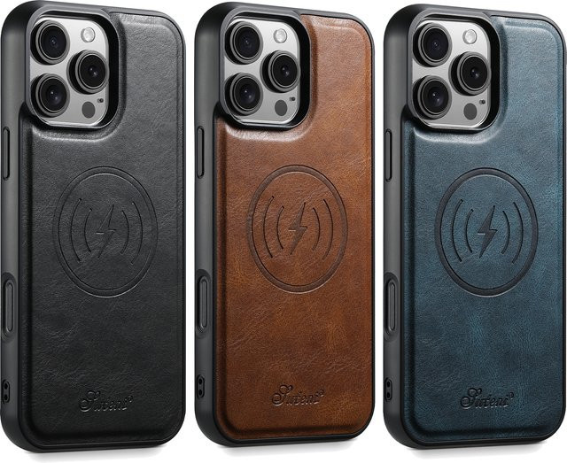 SUTENI Luxus Kunstleder Ölwachs Handyhülle für iPhone 17 Pro Max 16 Plus 15 14 13 12 in Blau - Bild 1