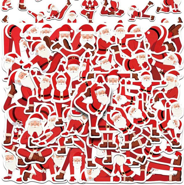 Rspctou Yoga Weihnachtsmann Cartoon Graffiti Aufkleber, 50-teiliges Set - Bild 1