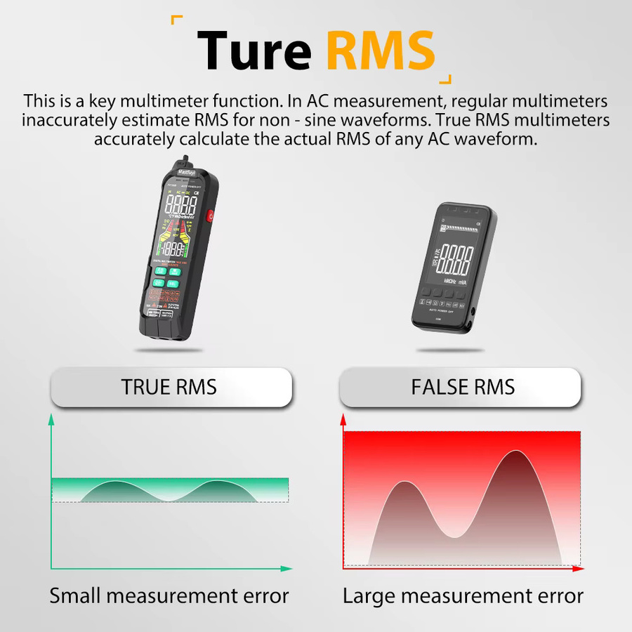 MASTFUYI Digitalmultimeter in Schwarz, wiederaufladbares LCD-Voltmeter mit NCV-Frequenz, Ohm, Diodenkapazität, True-RMS und VFC-Multifunktionstester - Bild 4