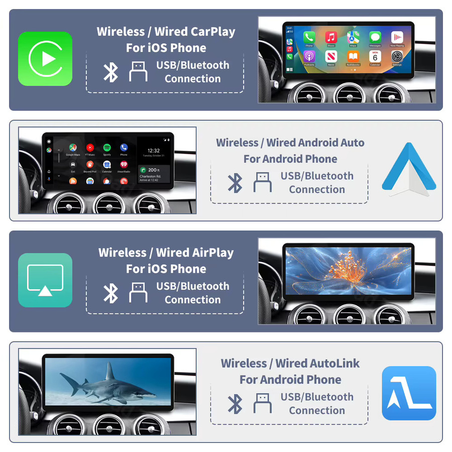 Road Top 12,3 Zoll Multimedia-Display mit kabellosem CarPlay für Mercedes-Benz GLC A C V Klasse W205 W176 W447 CLA GLA G Klasse W463 NTG5.0 in Schwarz - Bild 3