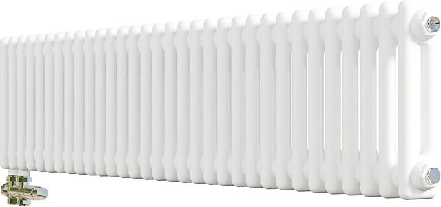 AICA Traditioneller Heizkörper im Gusseisenstil mit 2 Spalten und Seitenanschluss, Weiß, Breite: 30 cm, Höhe: 146 cm - Bild 1