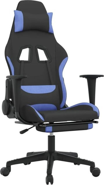 vidaXL Gaming-Stuhl mit Massagefunktion und Fußstütze in Schwarz und Blau aus Stoff - Bild 1