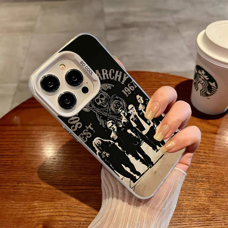 Mesuca Handyhülle Sons of Anarchy Design für iPhone 11 bis 17 Pro Max Plus X XR XS, Stoßfeste Bumper-Hülle, Mehrfarbig - Bild 3