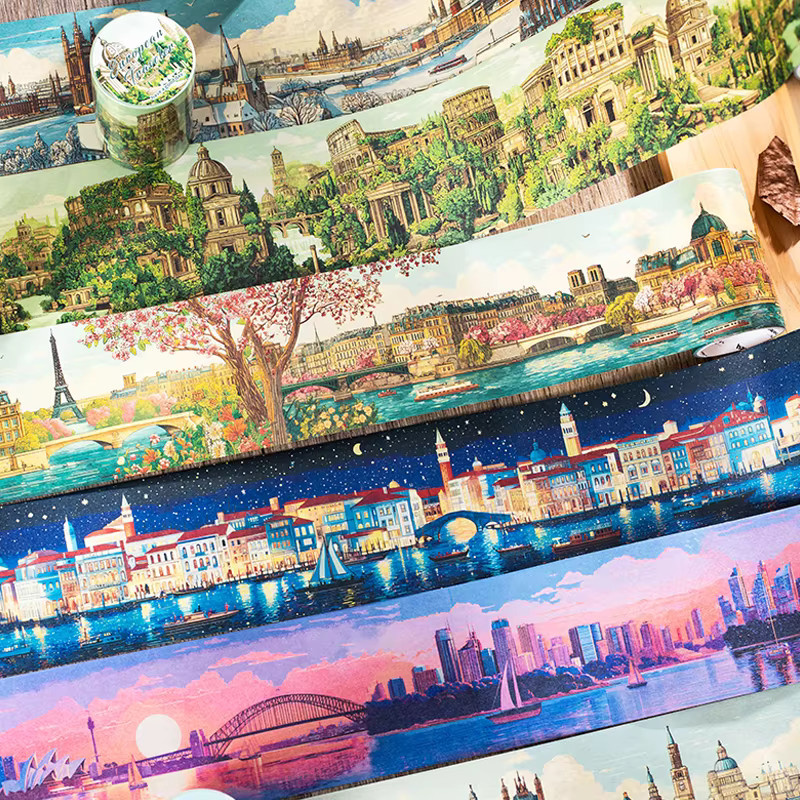 Mr. Paper Washi Tape London Snow Scenery Architektur Cartoon-Klebeband Multicolor - Bild 3