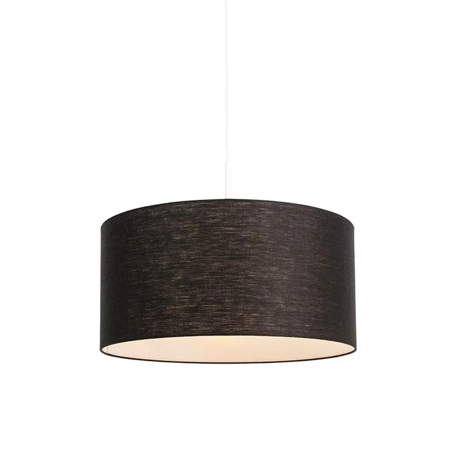 QAZQA Moderne Hängelampe in Weiß mit schwarzem Zylinderschirm, dimmbar, Durchmesser: 50 cm - Bild 2