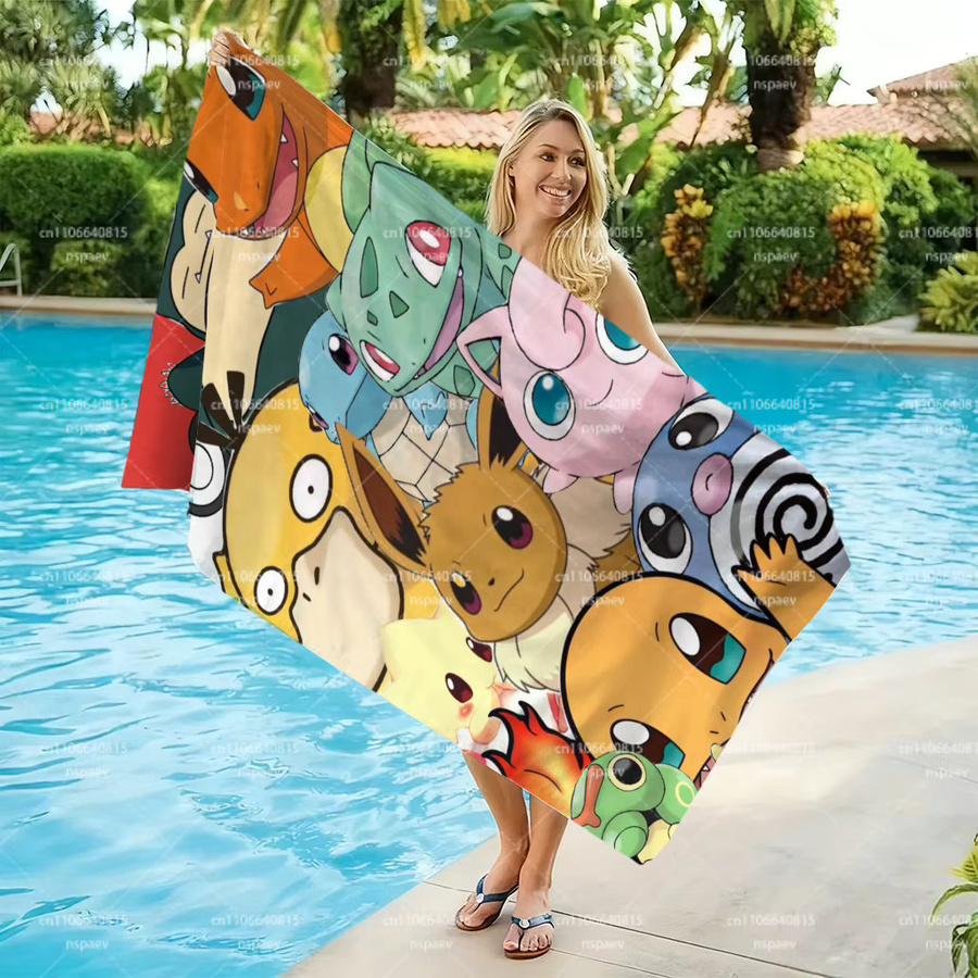 Potdemiel Pokémon Strandtuch mit Pikachu & Friends Motiv, Mikrofaser, Multicolour, schnell trocknend und saugfähig für Kinder und Erwachsene - Bild 2