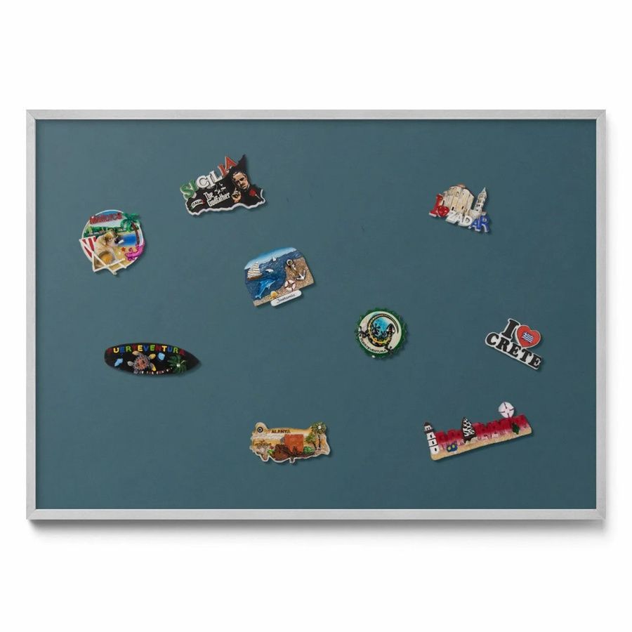 Tulup Magnettafel Wand-Magnettafel für Reisesouvenirs in Dunkeltürkis mit silbernem Rahmen, B: 100 cm, H: 70 cm - Bild 2