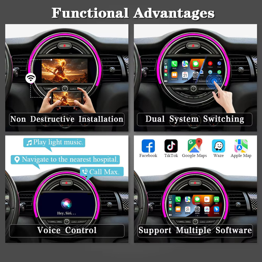 AUTOTOP CarPlay Android Auto Decoder Box für BMW Mini R55 R56 R57 R58 R59 R60 R61 F54 F55 Clubman Countryman Hardtop John CCC CIC NBT EVO BIS System, Schwarz - Bild 4