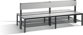 C+P Basic Plus Doppelseitige Sitzbank mit Rückenlehne und Schuhrost, Farbe Schwarzgrau und Silbergrau, H: 79,6 cm, B: 196,0 cm, T: 76,0 cm - Bild 1