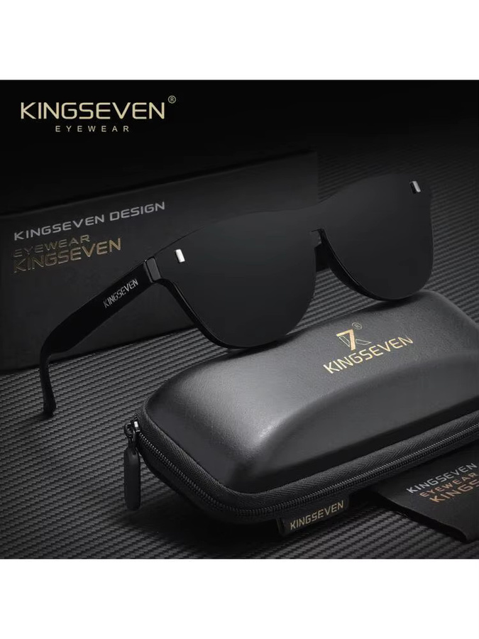 KINGSEVEN Sonnenbrille, randlos, rund, TR90, polarisiert, Unisex, schwarz - Bild 4