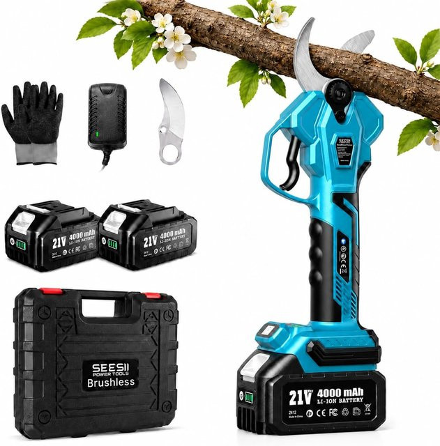 Seesii Bürstenlose Elektrische Astschere Blau für Makita 18V LXT Akku mit 40mm Schnittkapazität - Bild 1