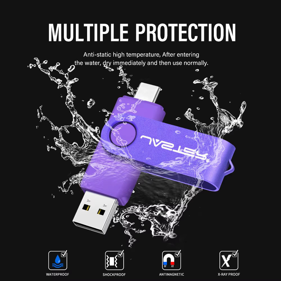 JASTER 2-in-1 USB-C OTG USB-Stick aus Metall in Blau oder Lila - Bild 4