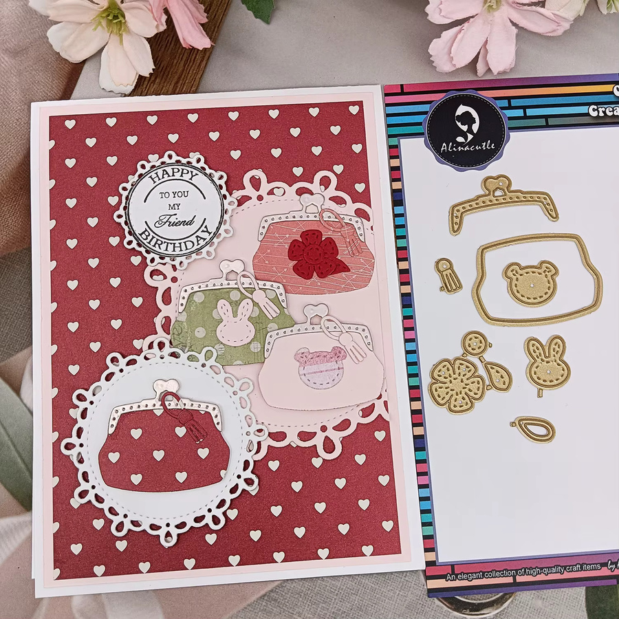 Alinacutle Metall-Stanzer Kreis-Nistrahmen und Geldbörse in Gold für DIY-Grußkarten und Handwerk - Bild 3