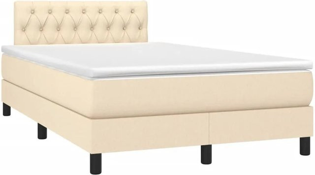 vidaXL Boxspringbett mit Matratze in Beige, Hybrid-Bett mit LED-Unterbettbeleuchtung und USB-Anschluss, B/T: 120 x 200 cm - Bild 1