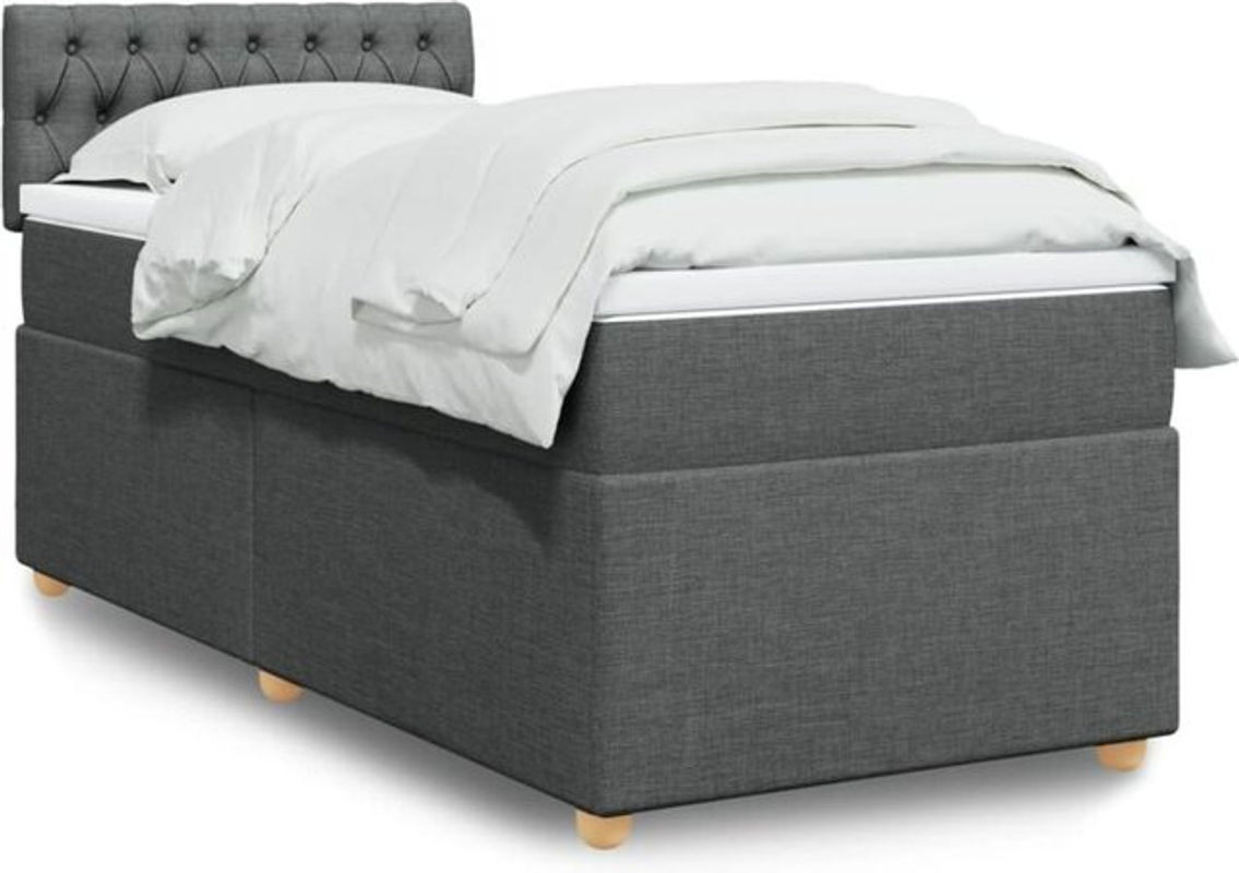 vidaxl Boxspringbett mit Matratze aus Stoff in Grau und Weiß - Bild 1