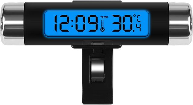Meiteai-Car&Motor 2-in-1 Autouhr mit Thermometer und LCD-Digitalanzeige, blau/schwarz - Bild 1