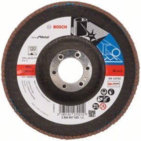 Bosch Fächerschleifscheibe X571 für Metall, Durchmesser: 125 mm, Bohrungs-Ø: 22,23 mm, Körnung: 120, Farbe: Schwarz - Bild 2