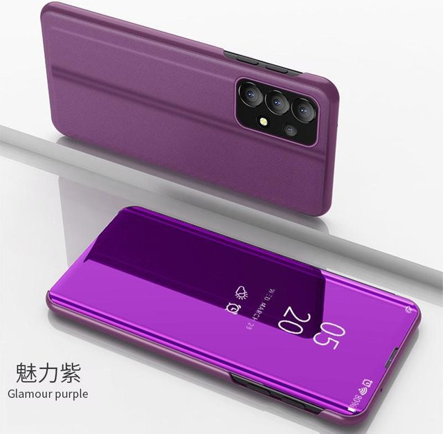 Smart Spiegel Leder Flip Case für Samsung Galaxy A13, A33 5G und A53 5G in Lila mit Ständerfunktion - Bild 1