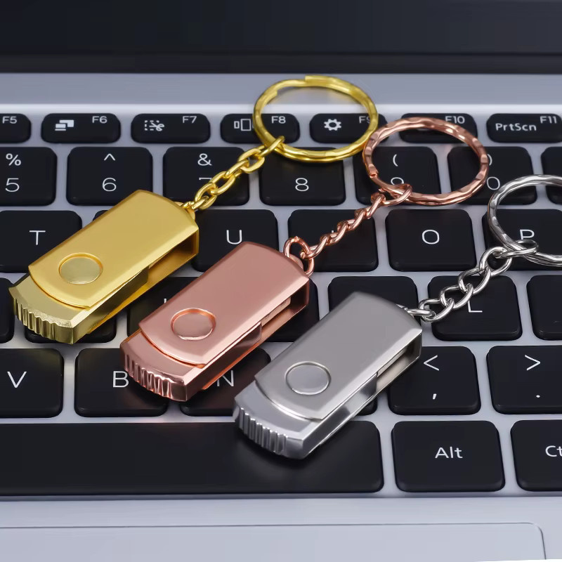 JASTER USB 2.0 Flash-Laufwerk Micro-USB Metall-Stick in Silber mit Drehfunktion und Schlüsselanhänger - Bild 2