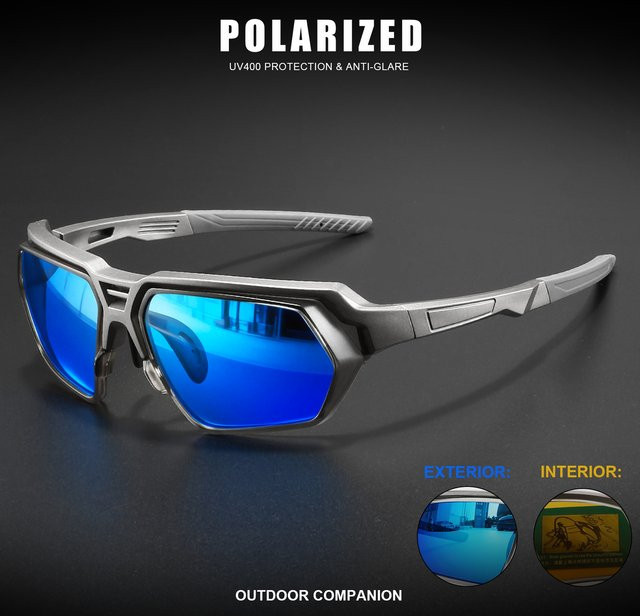 VEGUEROS Sonnenbrille, Herren, Vollrand, rechteckig, Kunststoff, blau, gelb verspiegelt, polarisiert - Bild 1