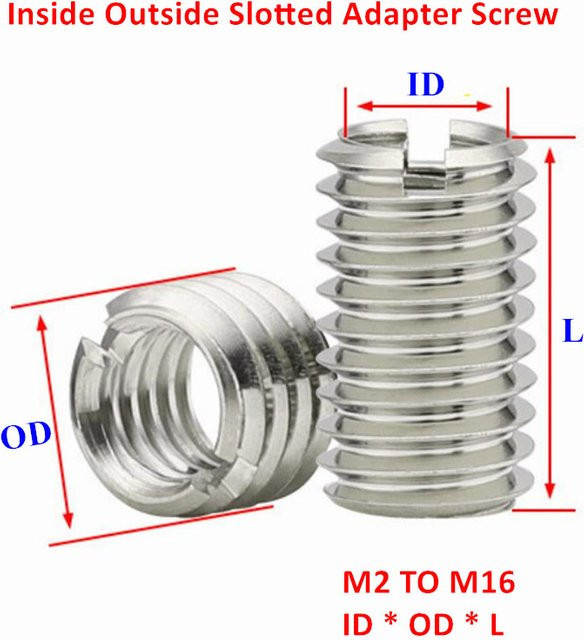 Xyfster Gewindeeinsatz Adapter Schraube aus Edelstahl 304 in Silber M2-M12 - Bild 1